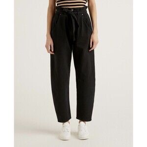 United Colors Of Benneton Paper Bag Pants Tie Waist Black Size 8 EUC!!!